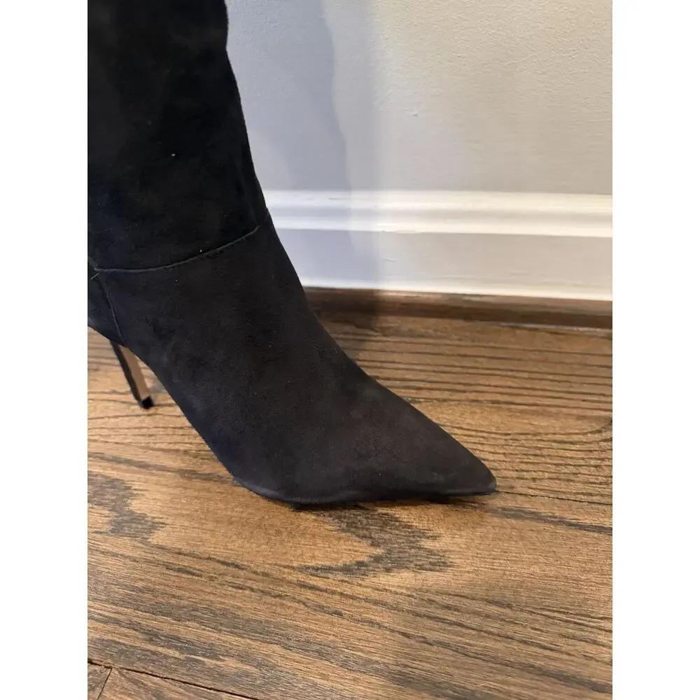 Schutz Ashlee Over The Knee Boots Black Suede Leather 8 NEW $238